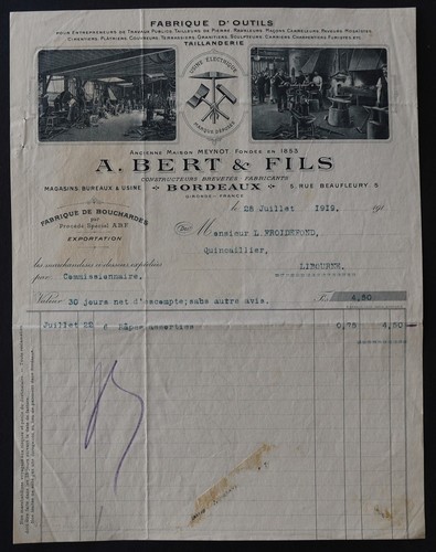 Facture 1919 bordeaux - facture,